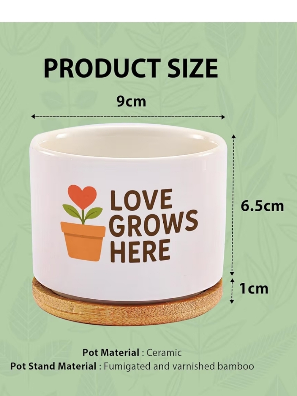 Love Grows Here Ceramic Succulent Plant Pot - Picture 2 of 4